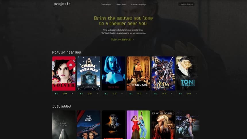 Projectr website thumbnail